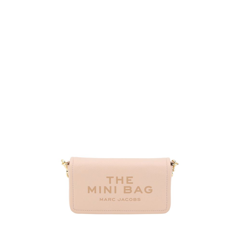 Marc Jacobs The Mini Bag, blush pink pebbled leather shoulder bag, front view
