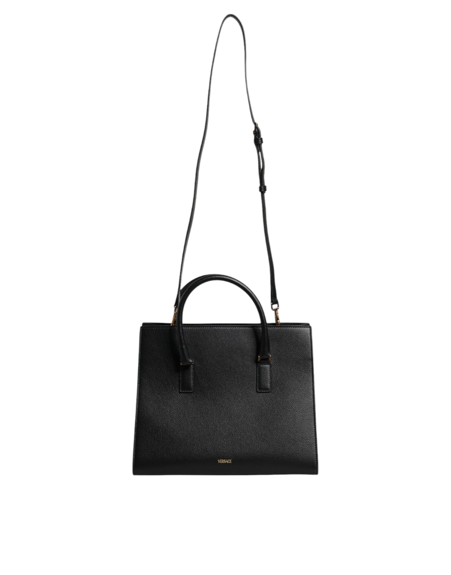 Versace Black Leather Crossbody Tote Bag - XT & Co