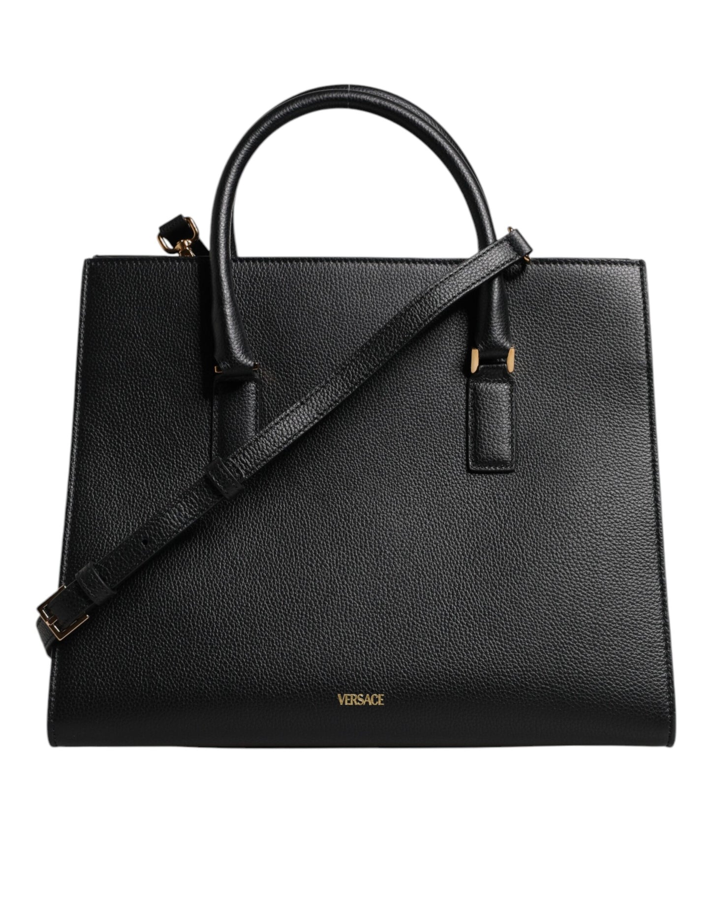 Versace Black Leather Crossbody Tote Bag - XT & Co