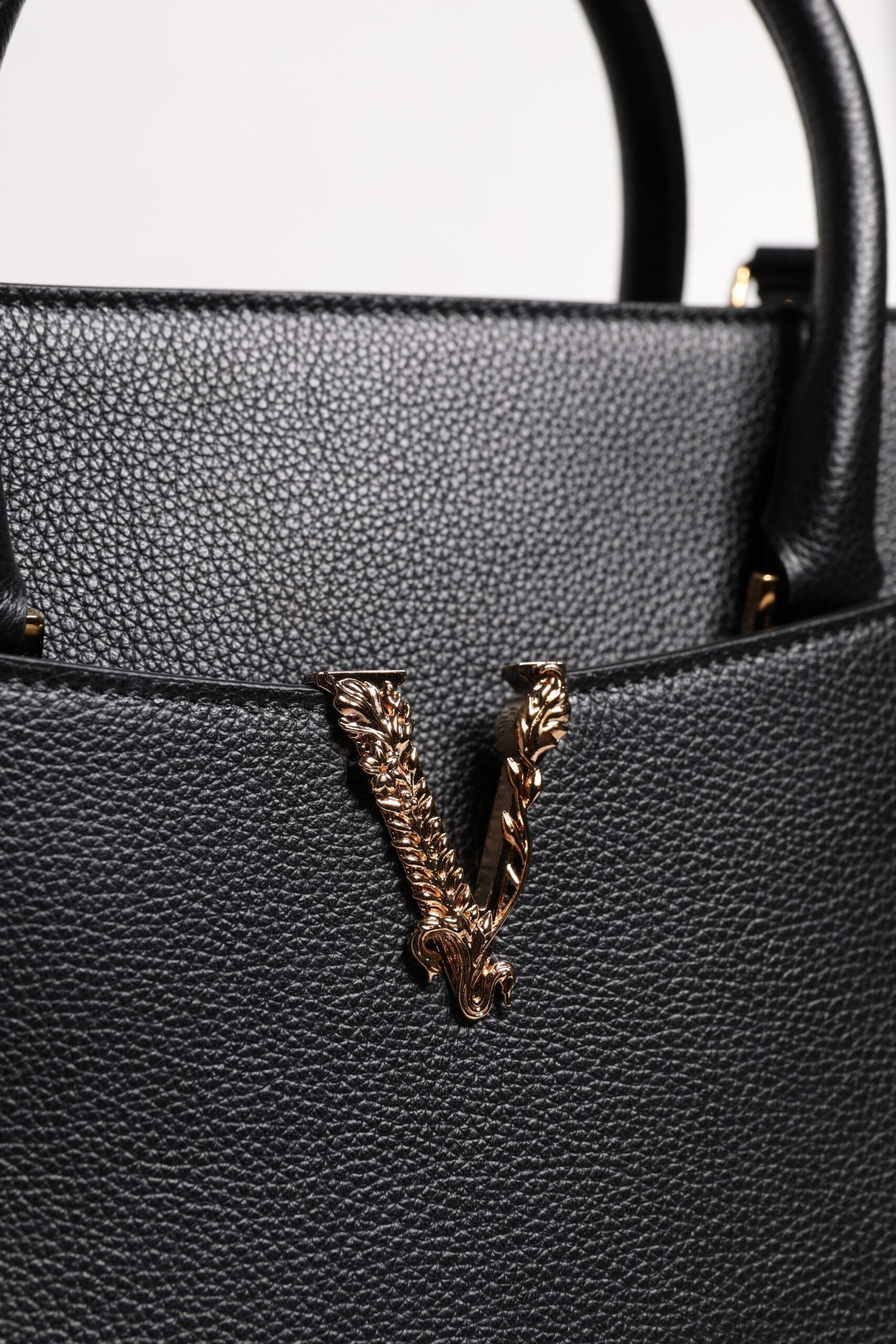 Versace Black Leather Crossbody Tote Bag - XT & Co