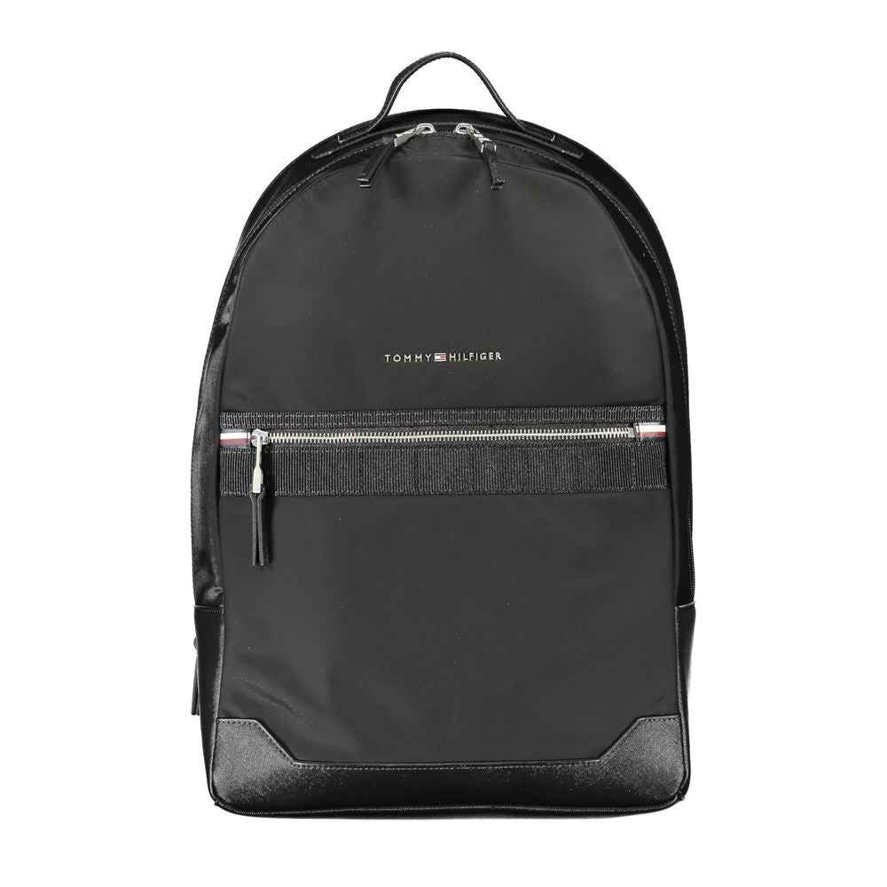 Tommy Hilfiger Black Polyester Men Backpack