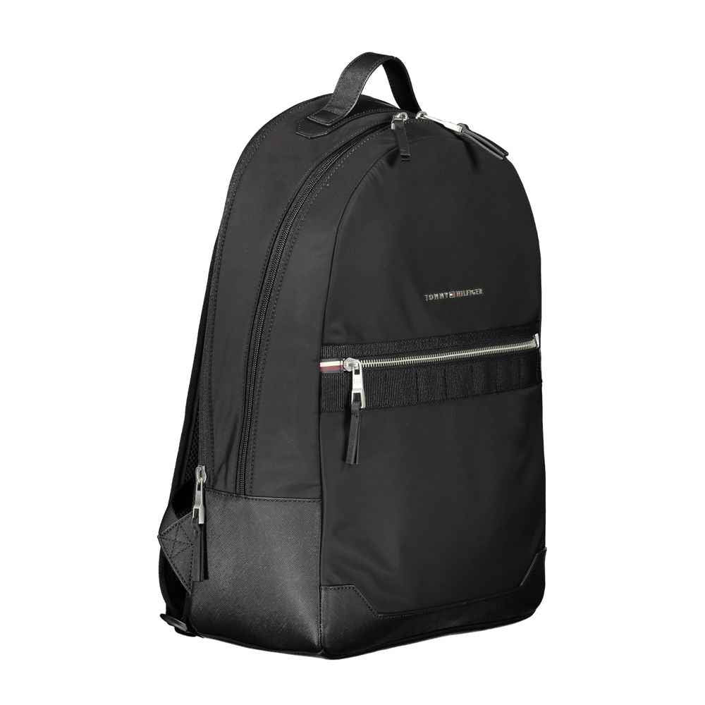 Tommy Hilfiger Black Polyester Men Backpack