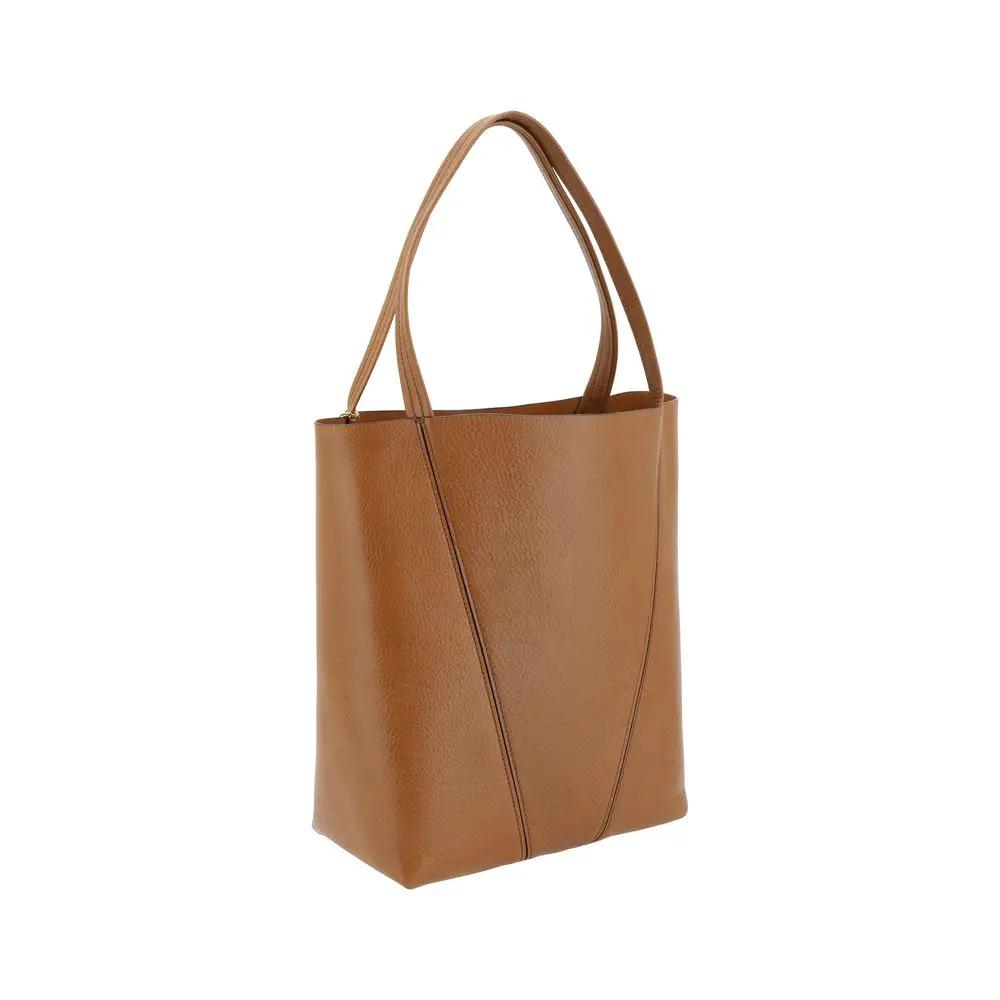 Chloé The Spin Shoulder Bag, tan pebbled leather, shoulder bag, front view