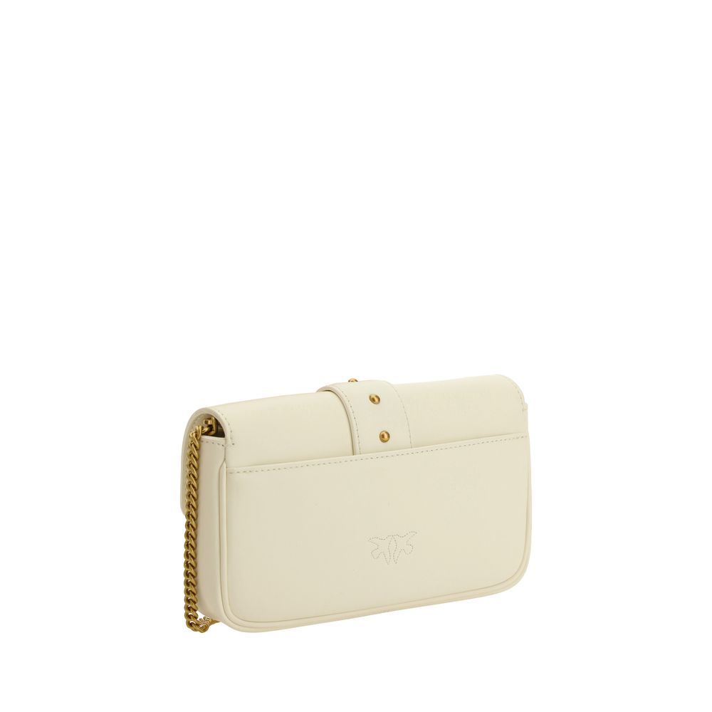 Pinko Love calfskin cream one-shoulder bag, front view