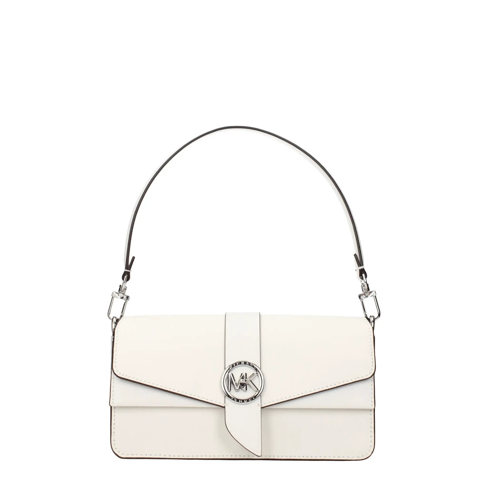 Michael Kors Lux Leather white shoulder bag front view