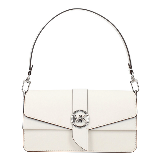 Michael Kors Greenwich Leather Shoulder Bag White