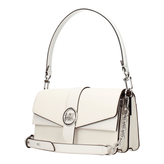 Michael Kors Greenwich Leather Shoulder Bag White