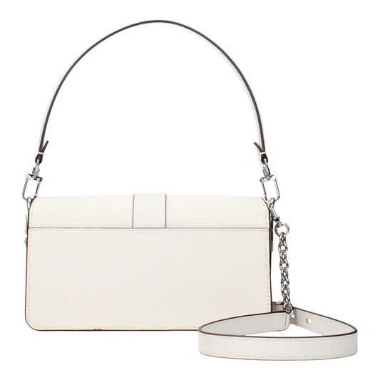 Michael Kors Greenwich Leather Shoulder Bag White