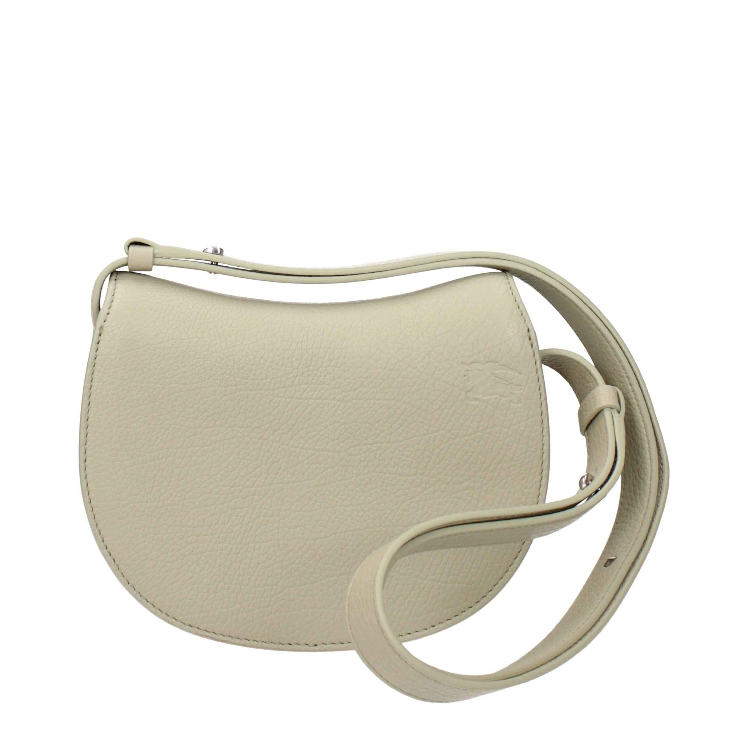 Burberry Mini Rocking Horse beige leather shoulder bag front view