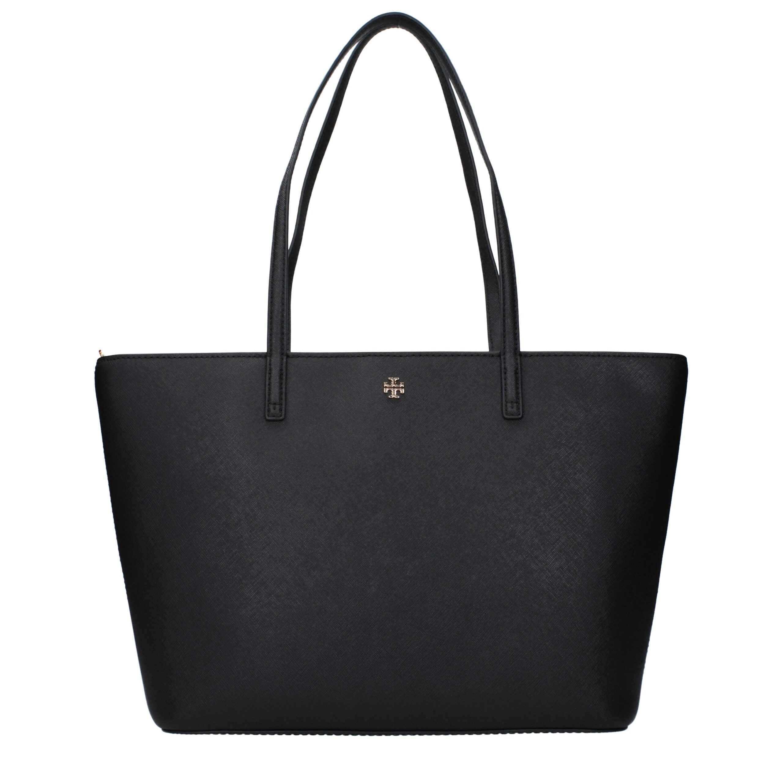 Tory Burch Black Leather Tote bag front view