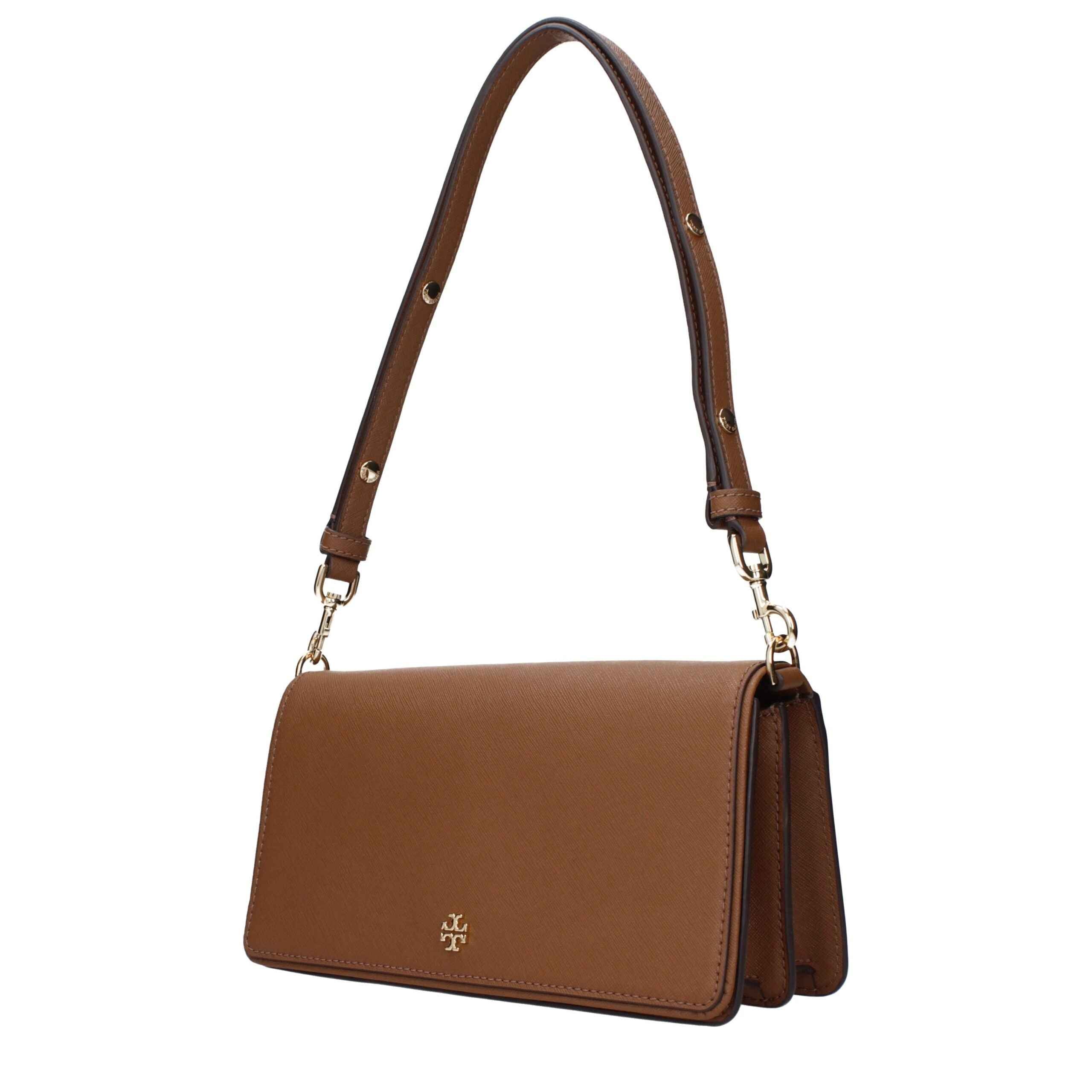 Tory Burch Emerson Shoulder Bag, brown leather, front view