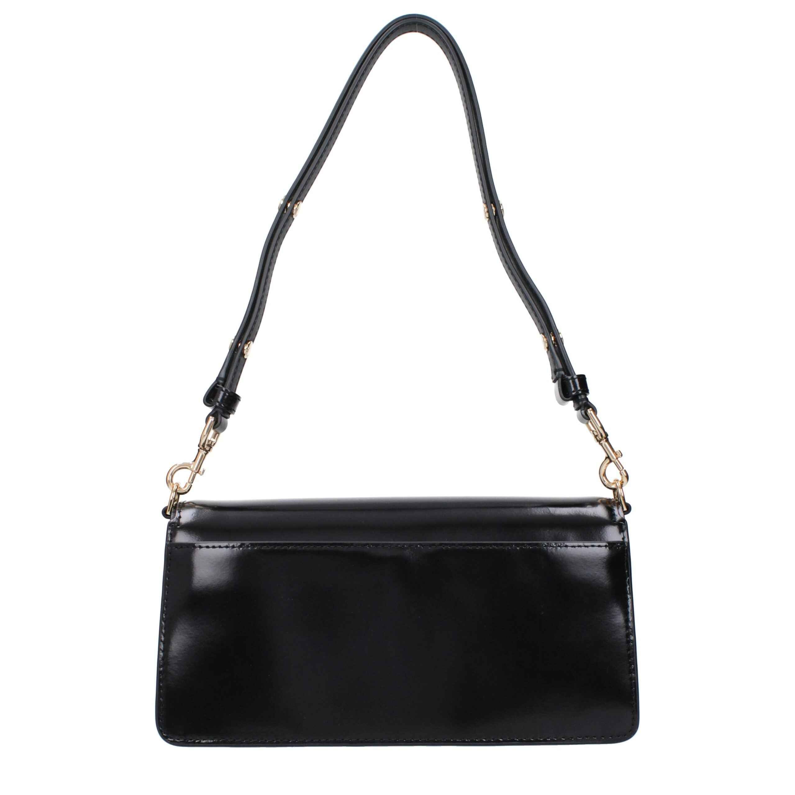 Tory Burch black patent leather shoulder bag, front view