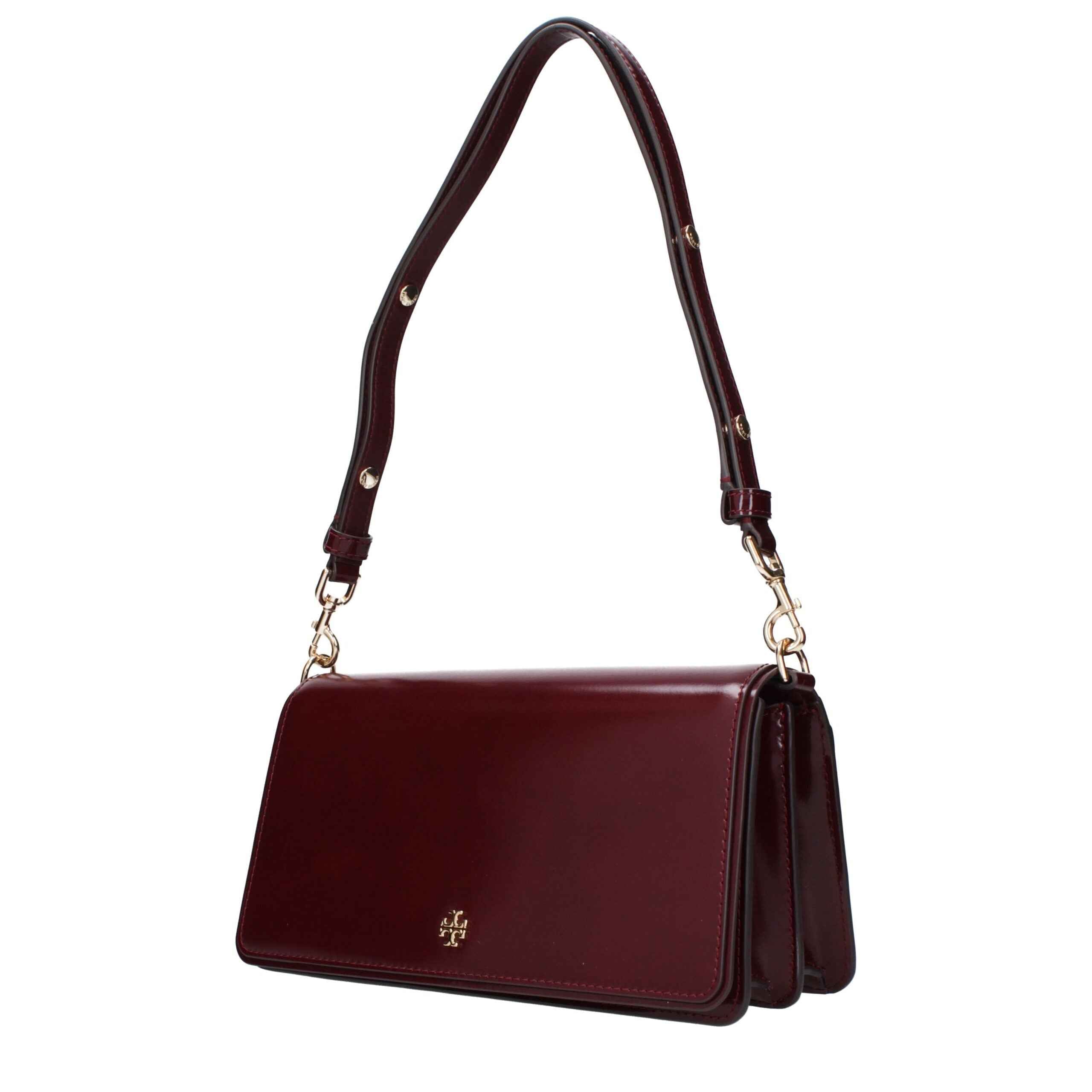 Tory Burch red leather shoulder bag front view