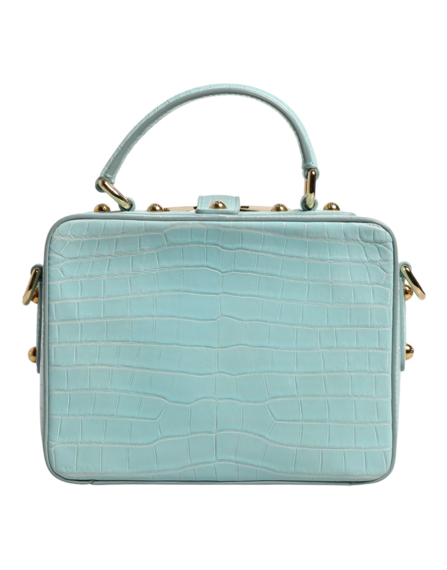 Dolce Gabbana Verdant Mint Crocodile-Embossed Leather Padlock Closure Shoulder Bag - XT & Co