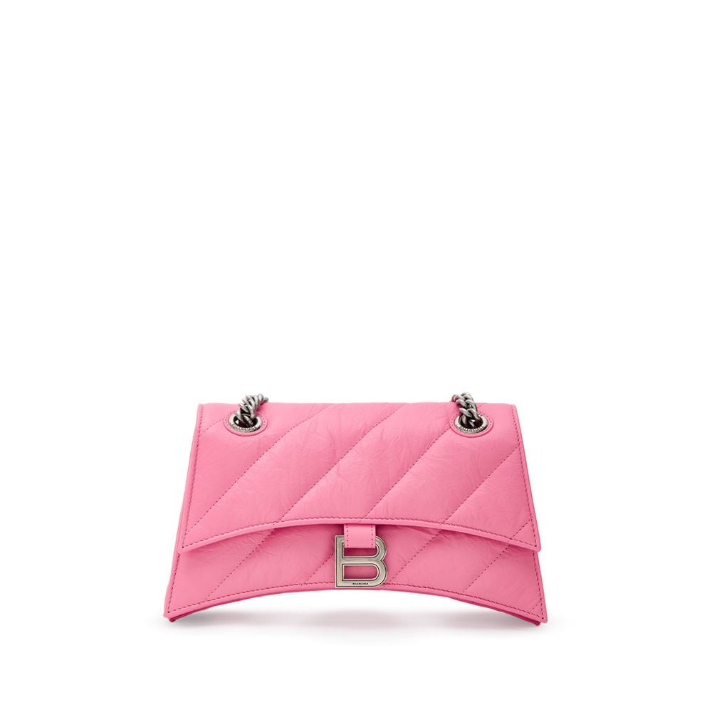 Balenciaga Leather Crush Shoulder Bag Pink - XT & Co