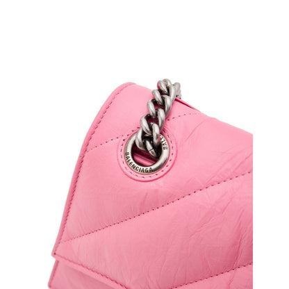 Balenciaga Leather Crush Shoulder Bag Pink - XT & Co