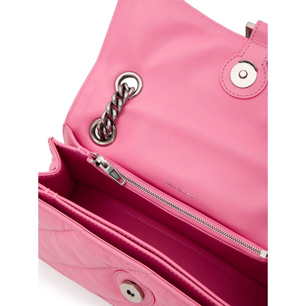 Balenciaga Leather Crush Shoulder Bag Pink - XT & Co
