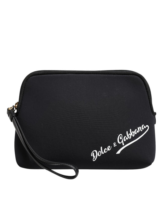 Dolce Gabbana Black DG Logo Print Clutch Pouch Bag - XT & Co