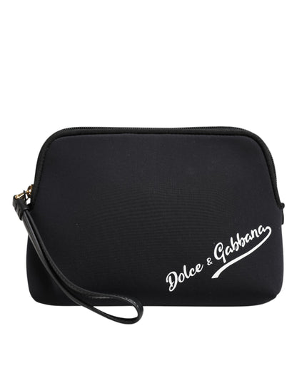 Dolce Gabbana Black DG Logo Print Clutch Pouch Bag - XT & Co