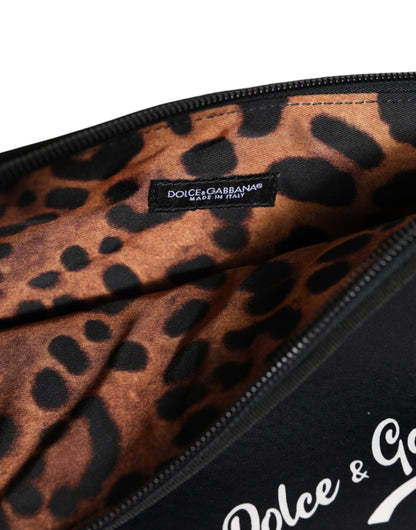 Dolce Gabbana Black DG Logo Print Clutch Pouch Bag - XT & Co