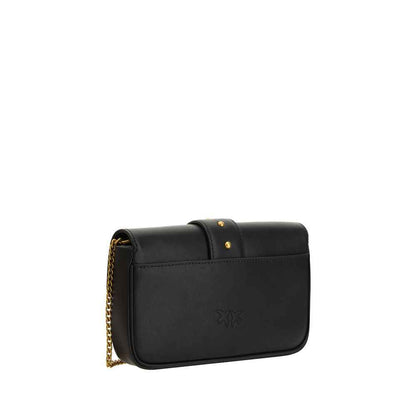 PINKO Black Calfskin Love One Shoulder Bag - XT & Co