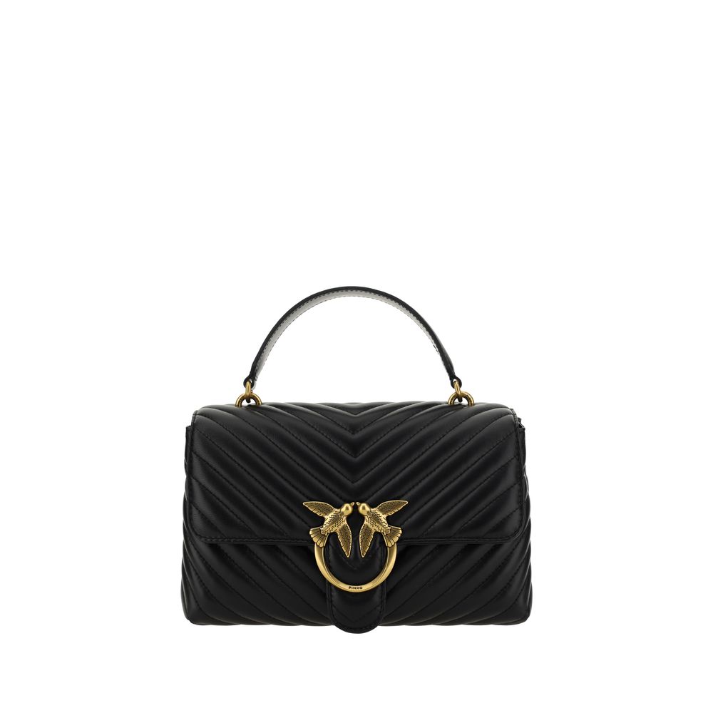 PINKO Calfskin Love Lady Handbag, black, handbag, front view