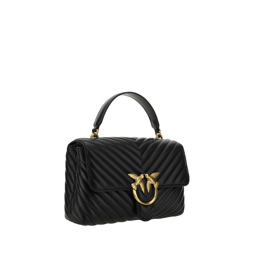PINKO Calfskin Love Lady Handbag black quilted shoulder bag, front view