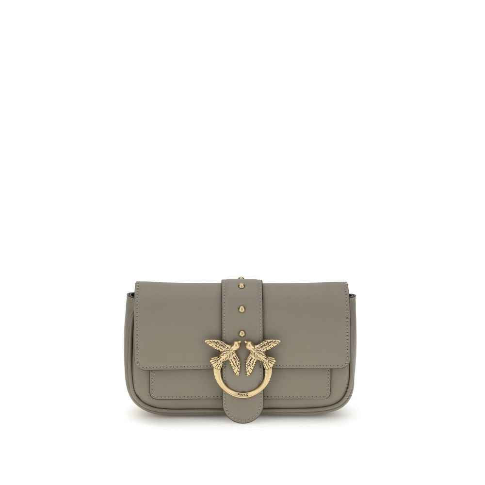 PINKO Gray  Calfskin Love One Shoulder Bag - XT & Co