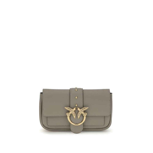 PINKO Gray  Calfskin Love One Shoulder Bag - XT & Co
