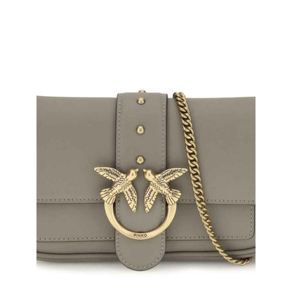 PINKO Gray  Calfskin Love One Shoulder Bag - XT & Co