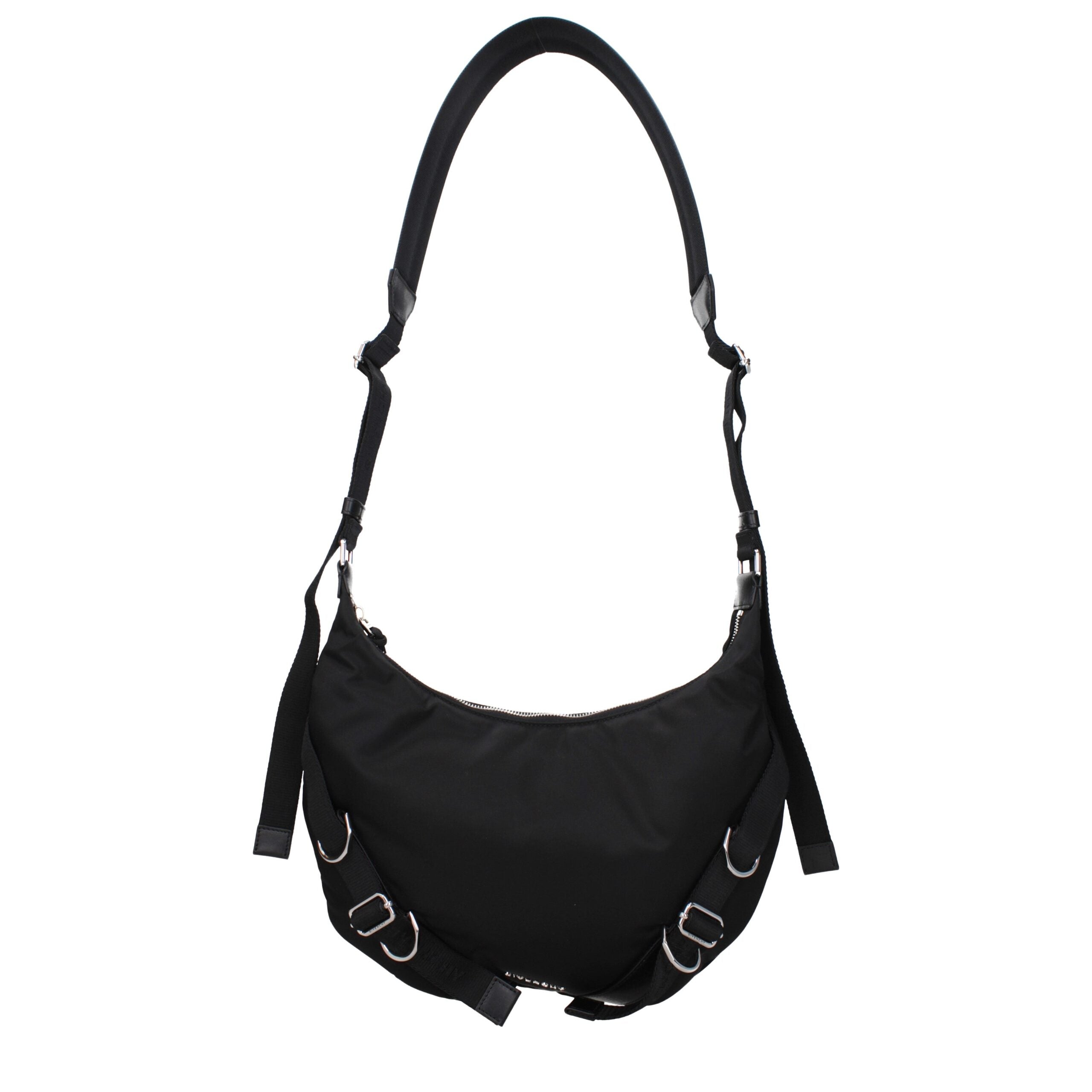 Givenchy Voyou Messenger crossbody bag, black nylon with silver hardware, front view