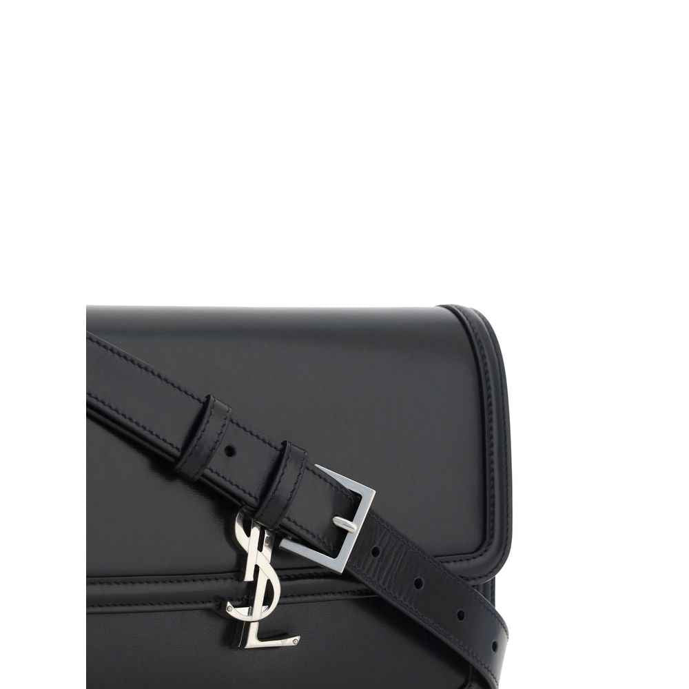 Saint Laurent Black Calf Leather Bos Taurus Shoulder Bag