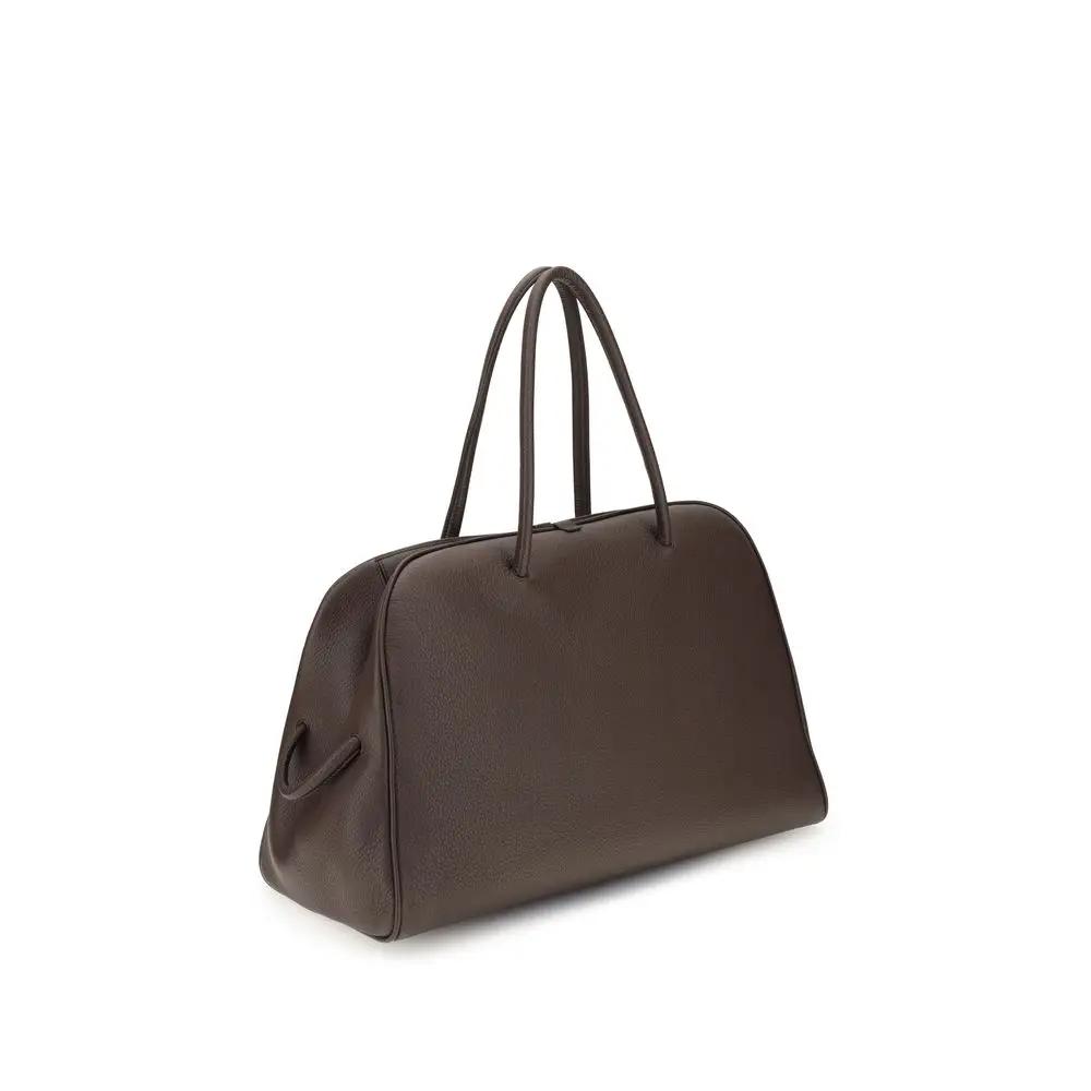 Jacquemus Le Grand Tourismo Travel Bag, brown pebbled leather satchel, front view