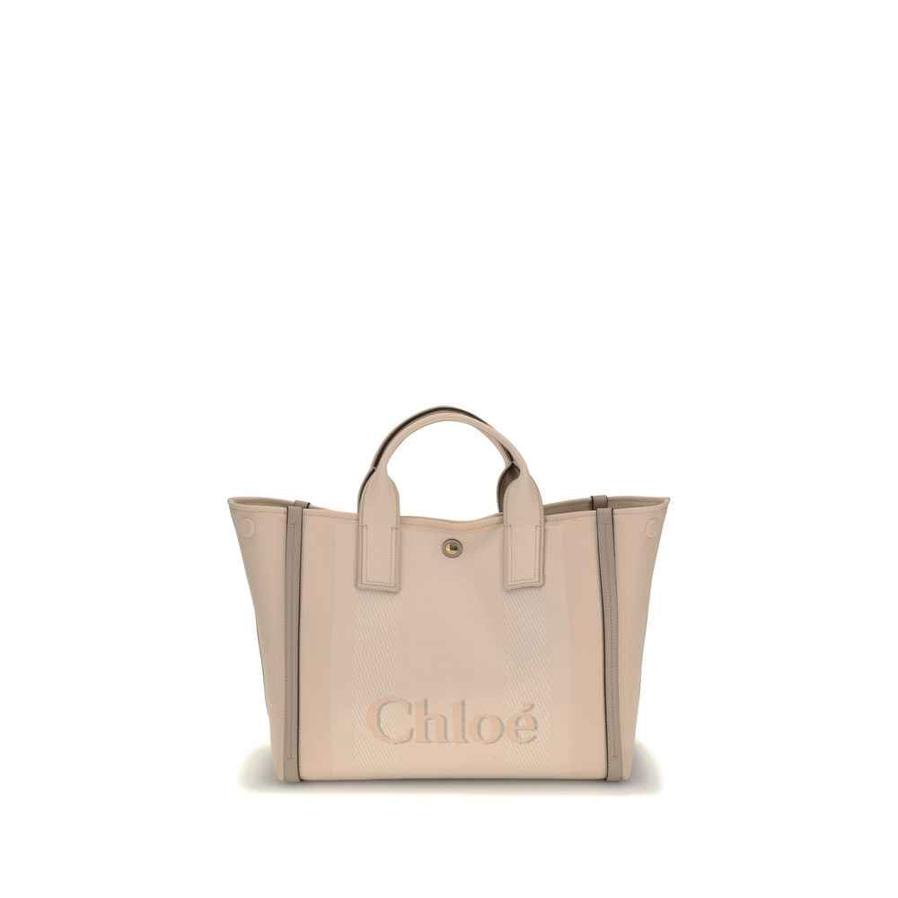 Chloé Beige Cotton Tote Bag With Leather-Trim - XT & Co