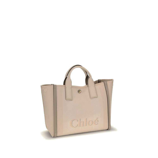 Chloé Beige Cotton Tote Bag With Leather-Trim - XT & Co