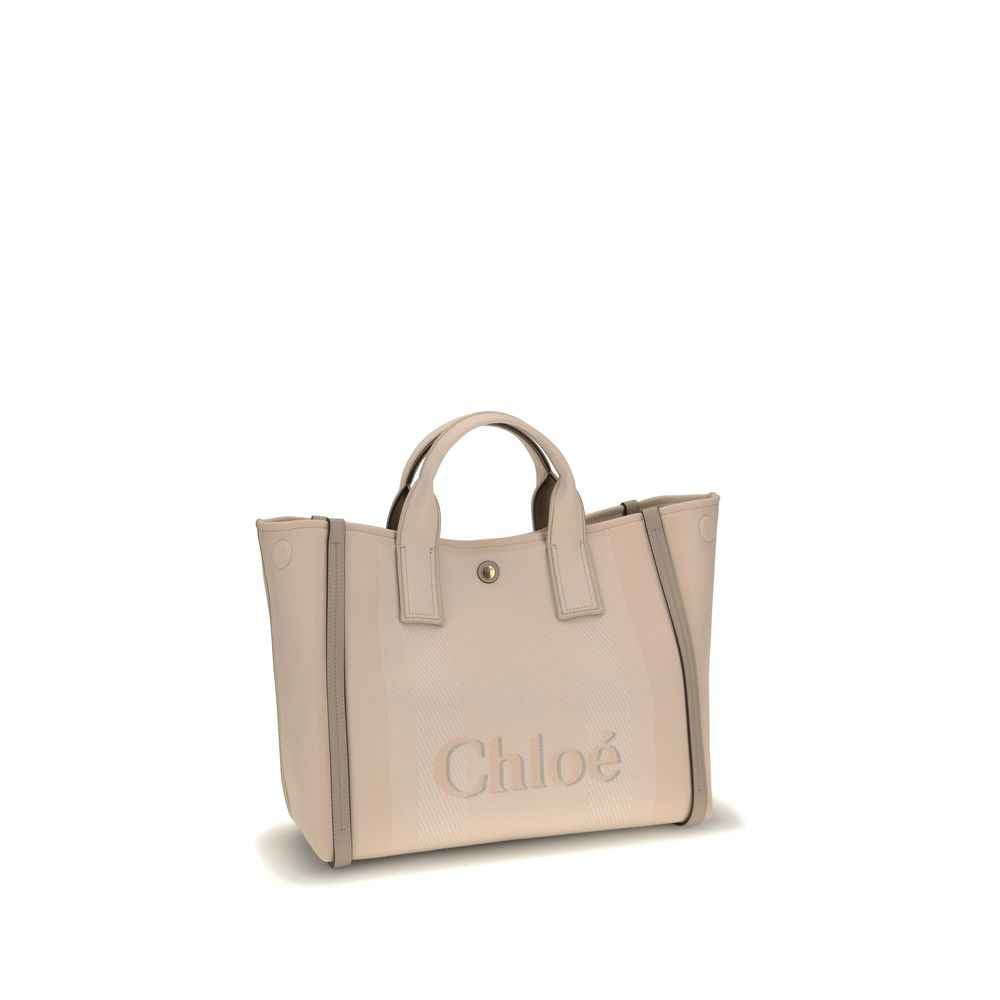 Chloé Beige Cotton Tote Bag With Leather-Trim - XT & Co