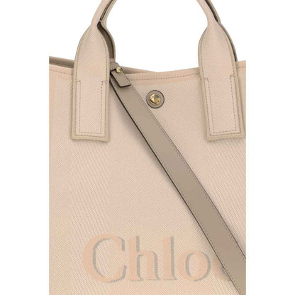Chloé Beige Cotton Tote Bag With Leather-Trim - XT & Co