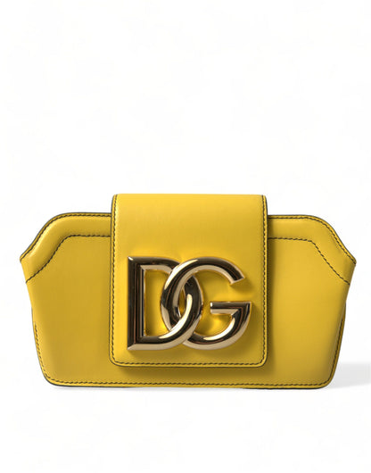 Dolce Gabbana Lime Yellow Logo Calfskin Clutch - XT & Co