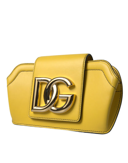 Dolce Gabbana Lime Yellow Logo Calfskin Clutch - XT & Co