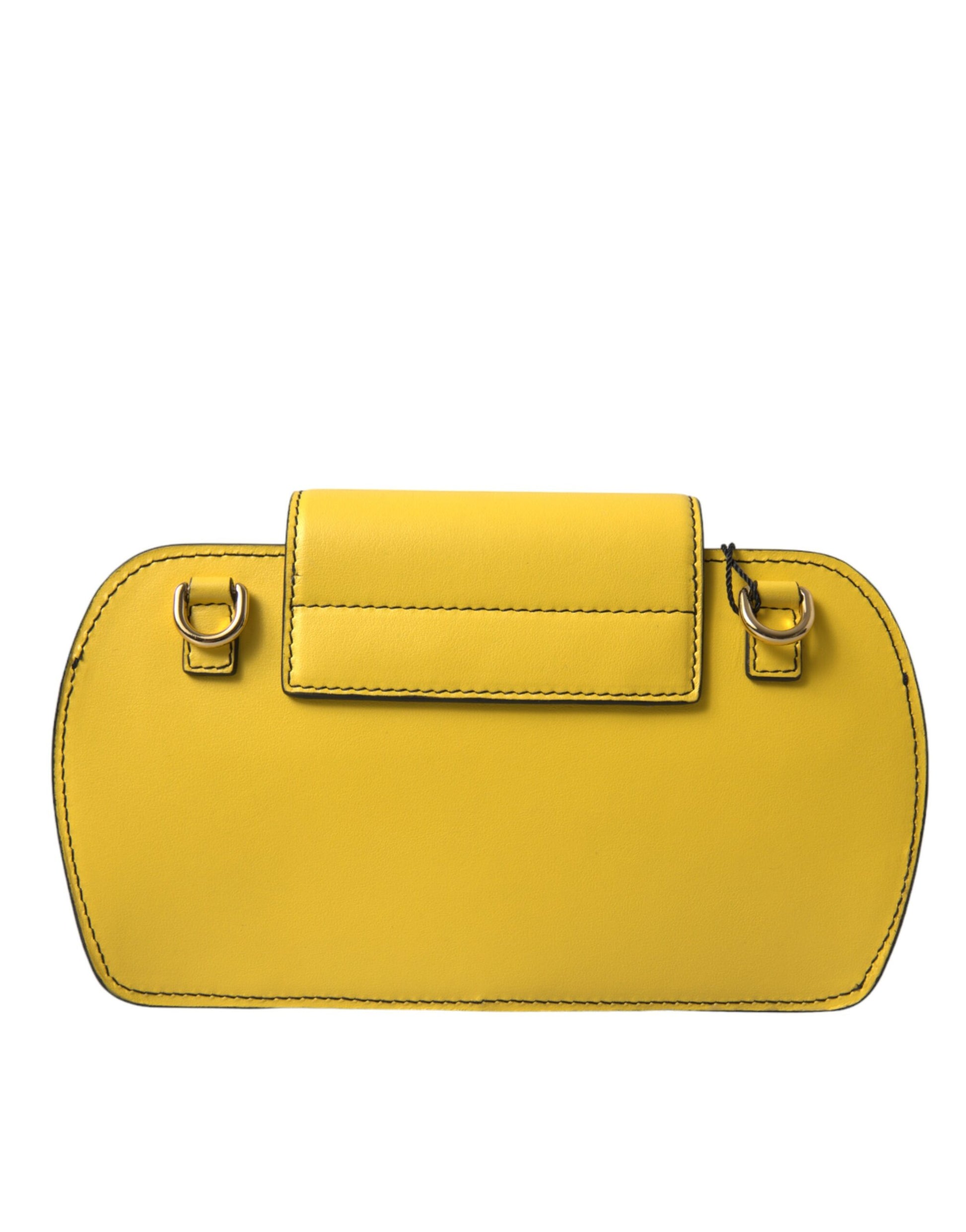 Dolce Gabbana Lime Yellow Logo Calfskin Clutch - XT & Co