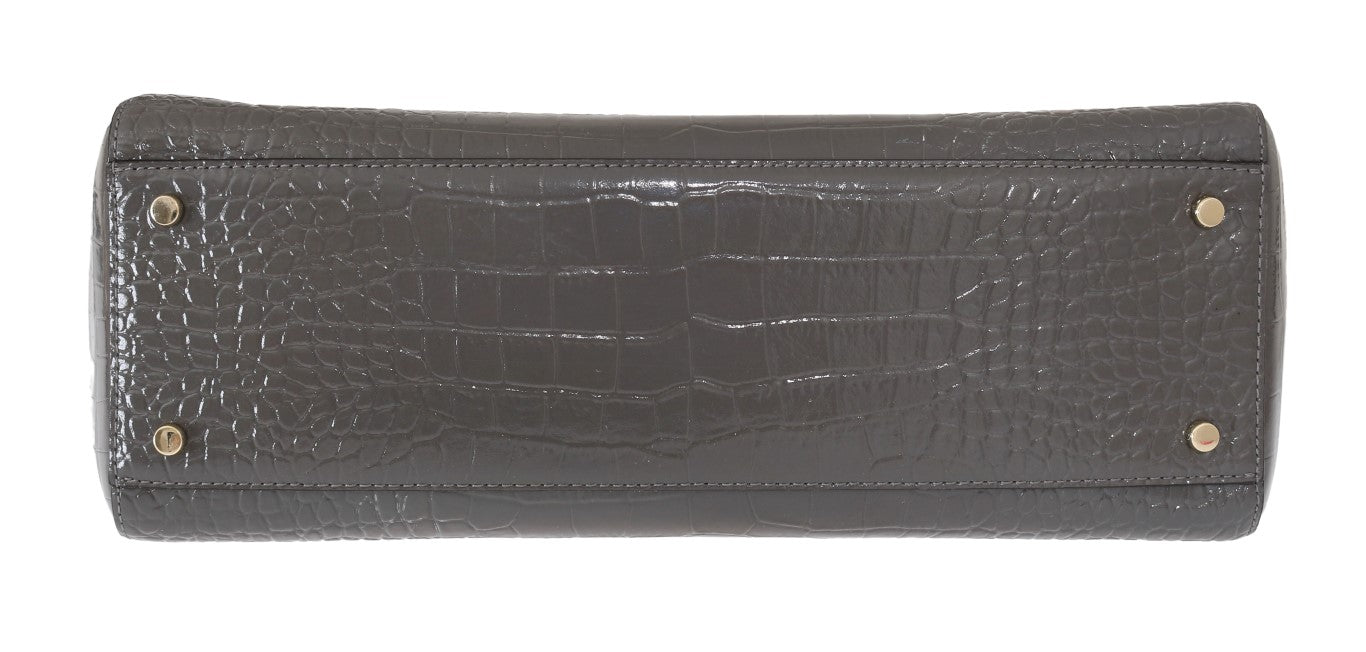 Kate Spade Graphite Croc-Embossed Leather Tote bottom view