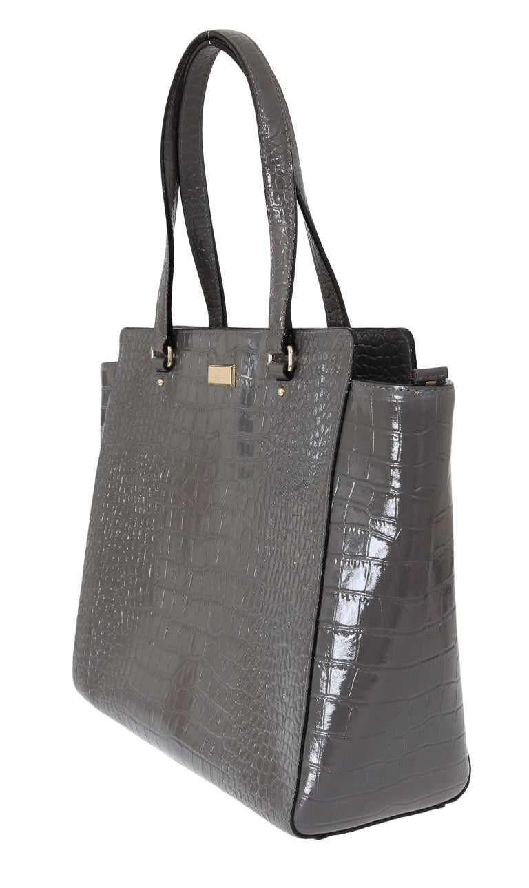 Kate Spade Graphite-Croc-Embossed Leather Tote - XT & Co