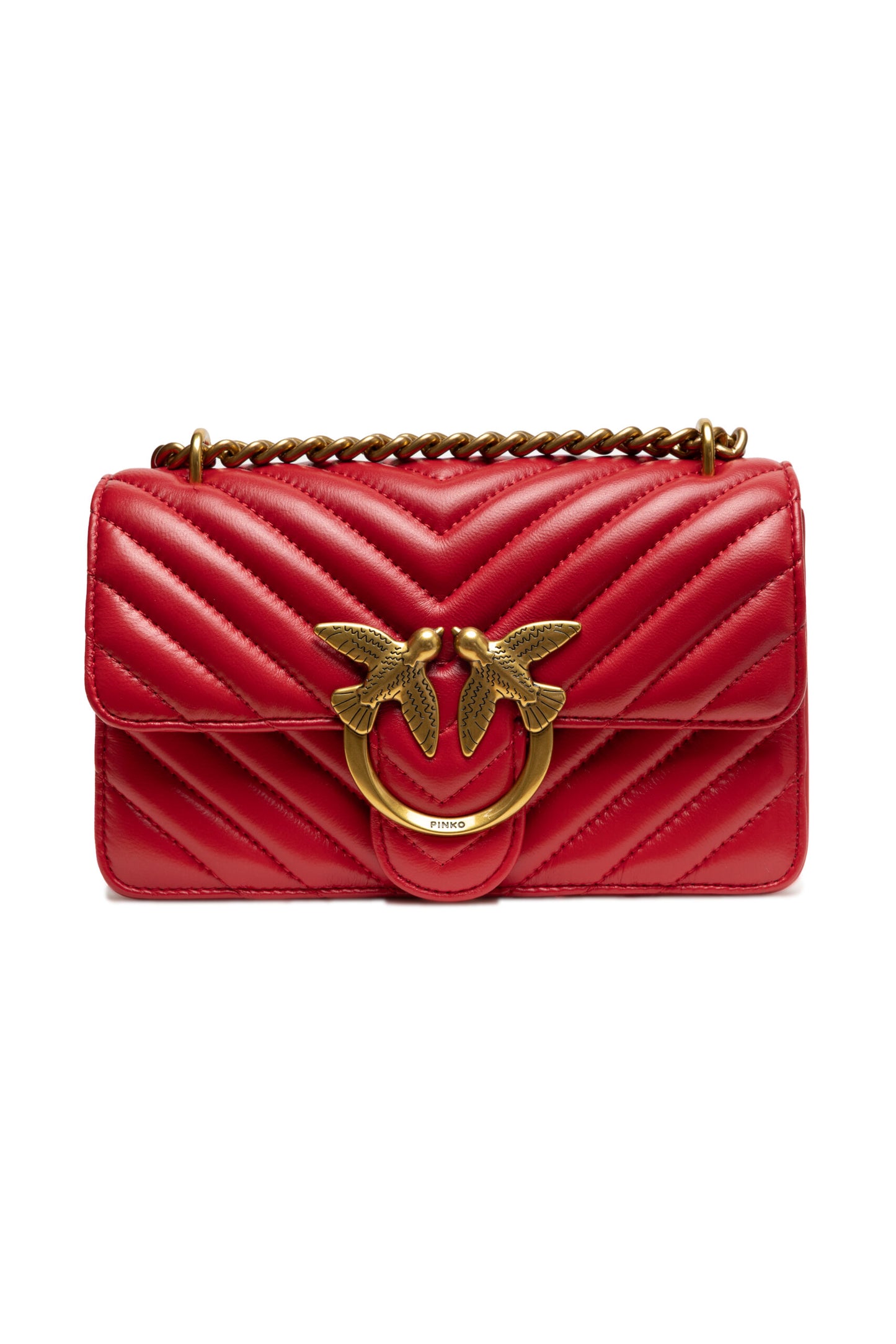 PINKO Red Leather Love One Mini Shoulder Bag - XT & Co