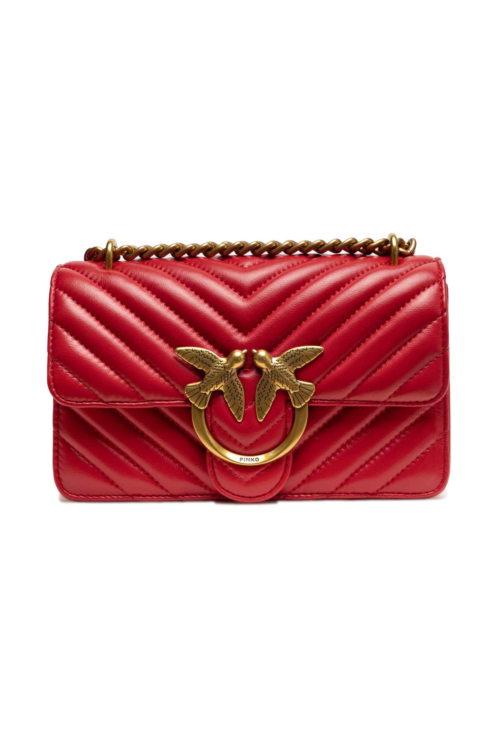 PINKO Red Leather Love One Mini Shoulder Bag - XT & Co