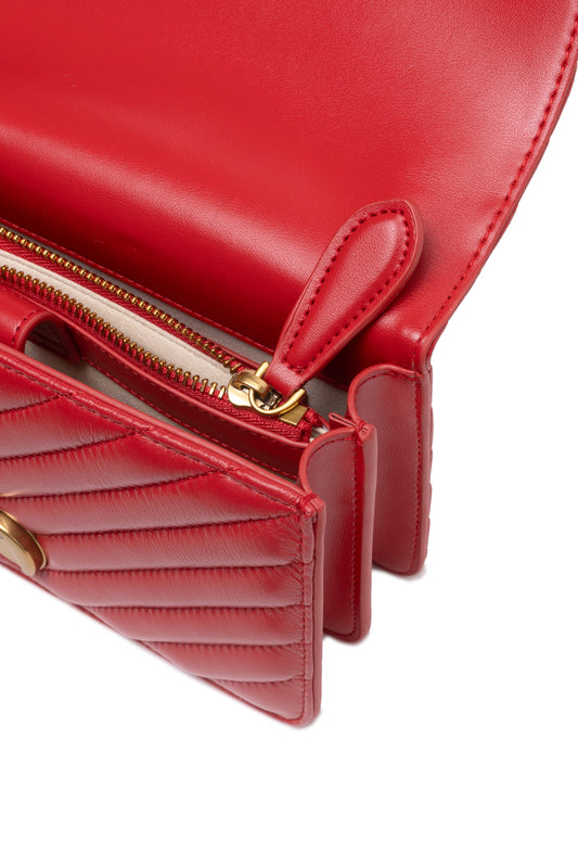 PINKO Red Leather Love One Mini Shoulder Bag - XT & Co