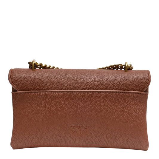PINKO Riga Shoulder Bag Brown Leather Faux Leather Nylon Cotton