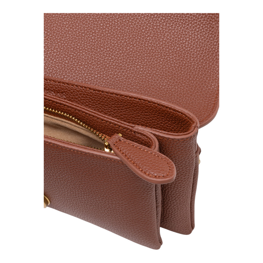 PINKO Riga Shoulder Bag Brown Leather Faux Leather Nylon Cotton
