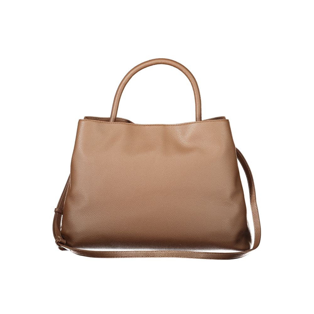Twinset brown polyethylene handbag with pebbled texture, tote-style front view