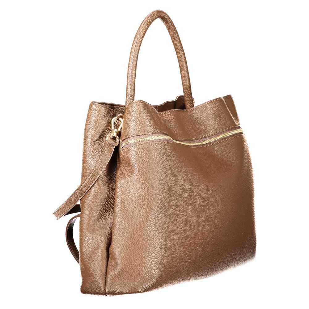Twinset handbag in brown polyethylene, brown color, front view