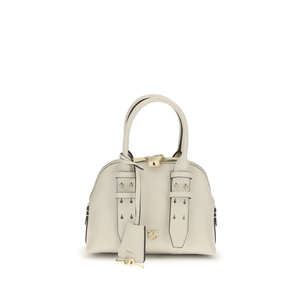 PINKO Bos Taurus calf leather white handbag, top-handle bag, front view